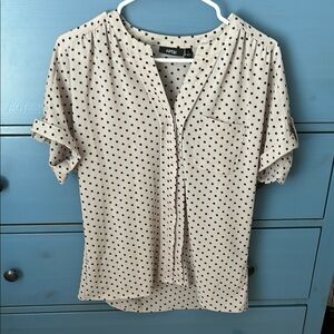 Apt. 9 Women's Black Polka Dot Cream Blouse